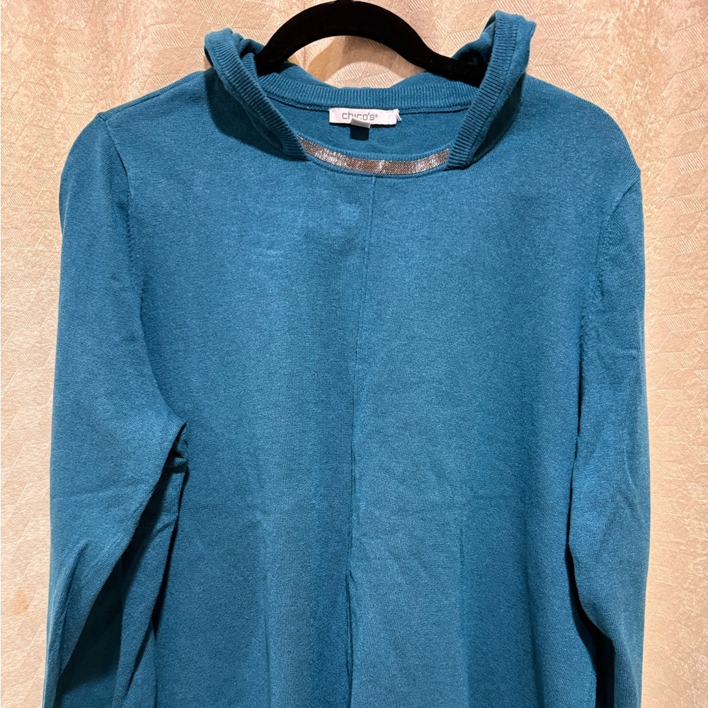 Chico’s Teal Hooded Sweatshirt